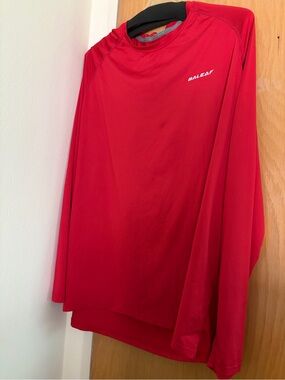 Baleaf Red Long Sleeve Athletic Top with White Logo